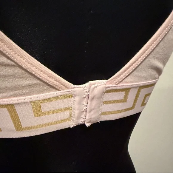 NEW NWT Versace Pink Gold Greca Bra and Thong underwear set sz 2 bralette $$290